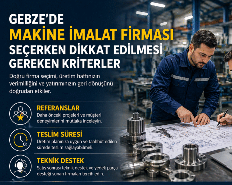 Read more about the article Gebze’de Makine İmalat Firması Seçerken Referans, Teslim Süresi ve Teknik Destek