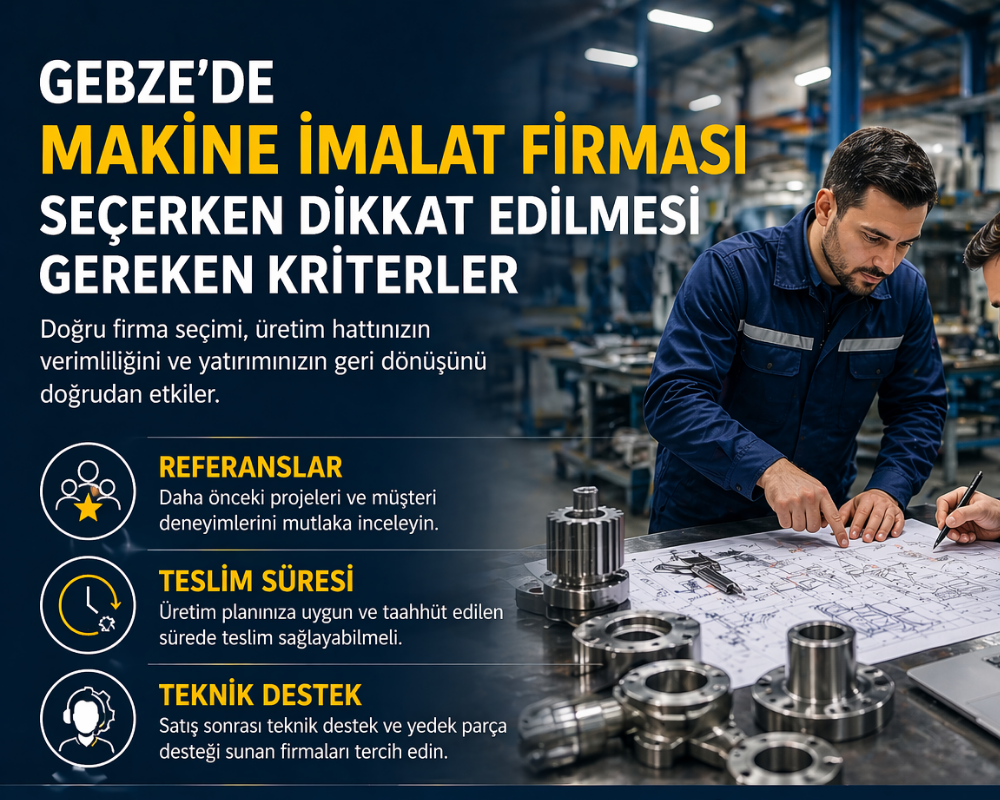 Read more about the article Gebze’de Makine İmalat Firması Seçerken Referans, Teslim Süresi ve Teknik Destek