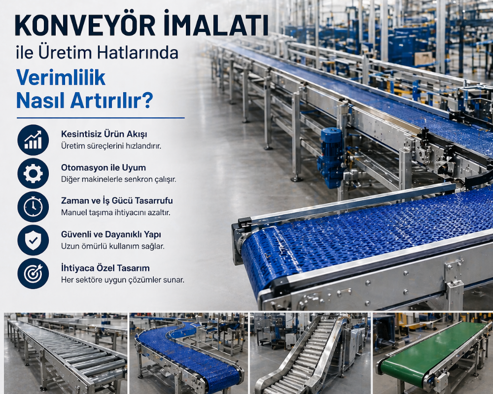 Read more about the article Konveyör İmalatı ile Üretim Hatlarında Verimlilik Nasıl Artırılır?